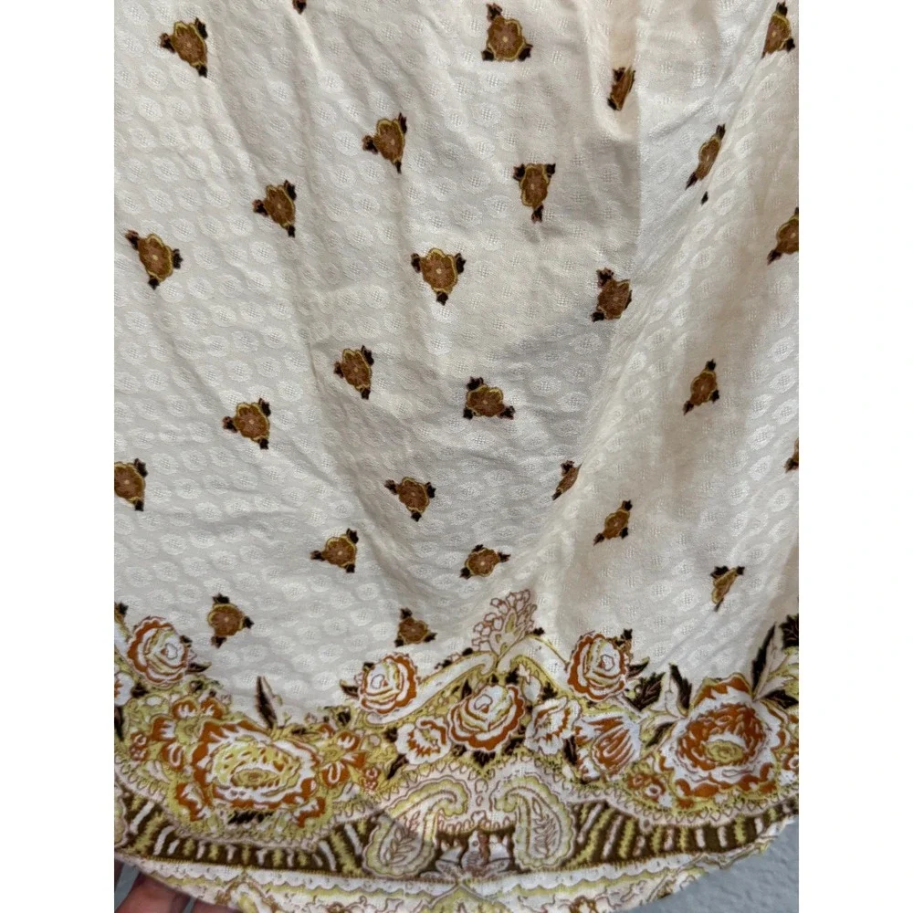 Free People Silas Cream Floral Paisley Cowl Neck Sleeveless Boho Top Small #110